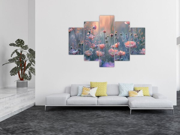Tablou - Flori în culori pastelate (150x105 cm)