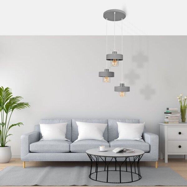 Lustră pe cablu VOLTA 3xE27/15W/230V d. 42 cm gri