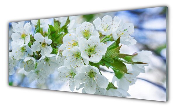 Tablou pe sticla Petale Floral Verde Alb