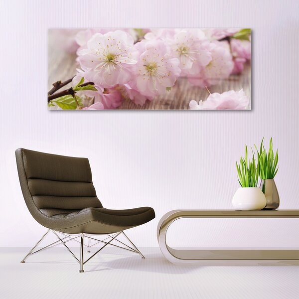 Tablou pe sticla Filiala Flori Floral Brown roz