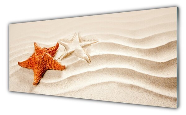 Tablou pe sticla Starfish Sand Art Orange Alb Brun