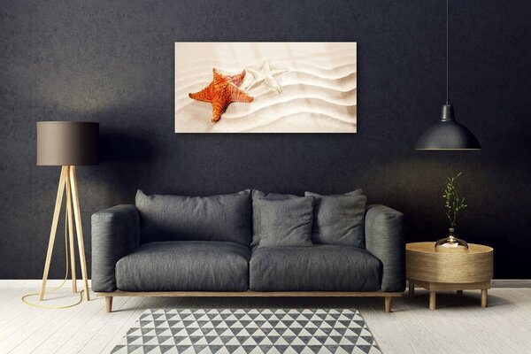 Tablou pe sticla Starfish Sand Art Orange Alb Brun