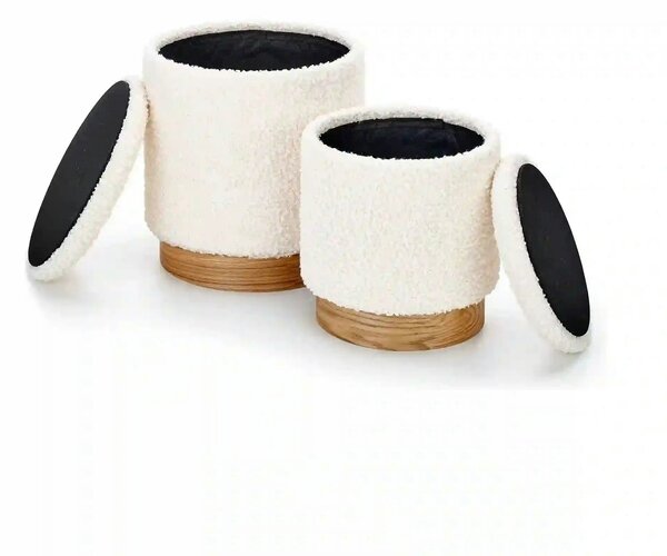 Set taburete moderne CANCUN, crem/stejar, stofa buclata/placaj indoit