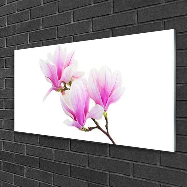 Tablou pe sticla Flori roz Floral