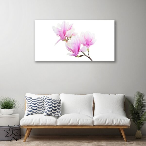 Tablou pe sticla Flori roz Floral