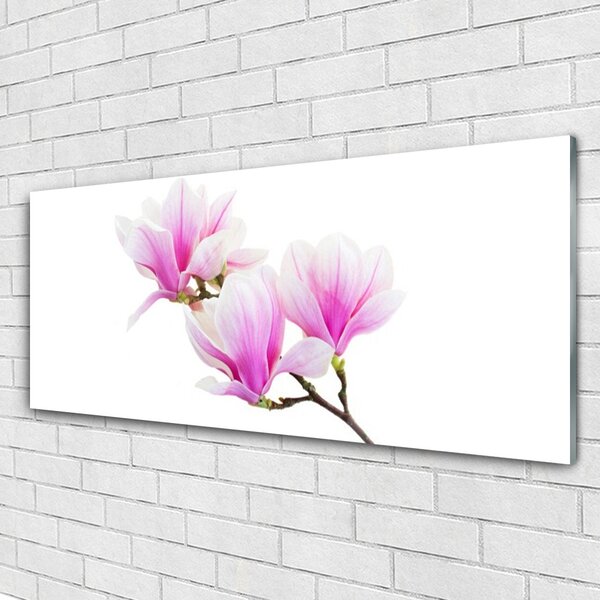 Tablou pe sticla Flori roz Floral
