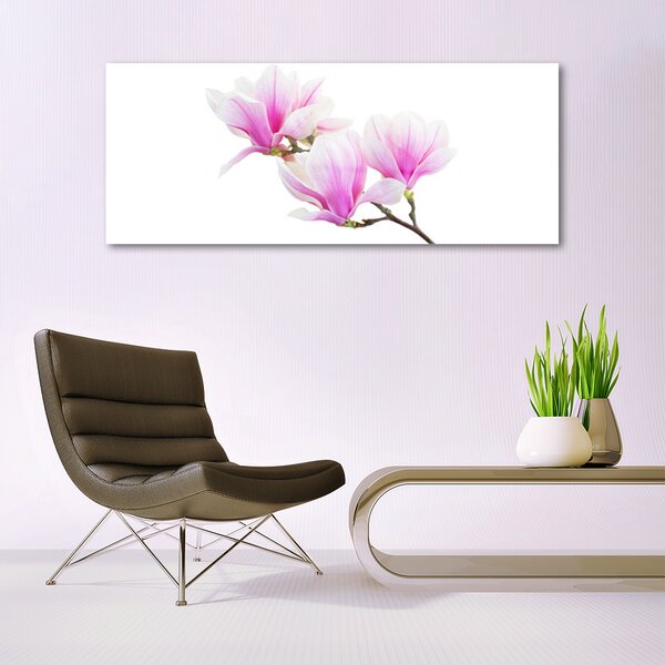 Tablou pe sticla Flori roz Floral