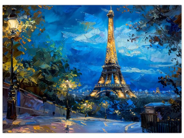 Tablou - Pictură în ulei a Turnului Eiffel (70x50 cm)