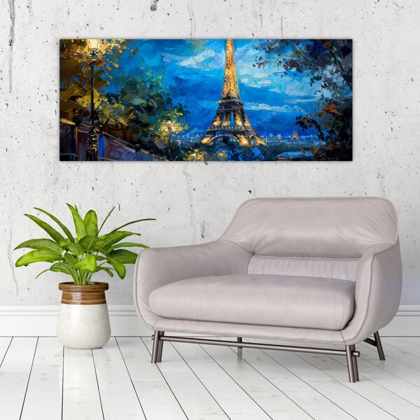 Tablou - Pictură în ulei a Turnului Eiffel (120x50 cm)