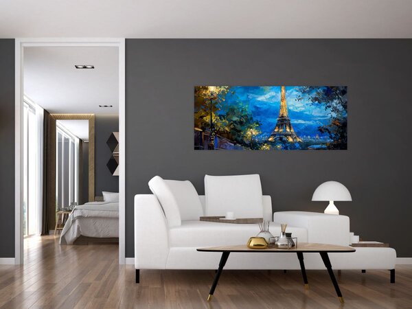 Tablou - Pictură în ulei a Turnului Eiffel (120x50 cm)