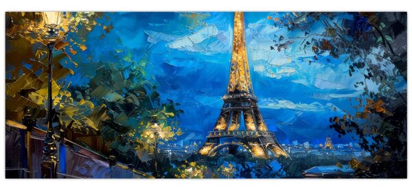 Tablou - Pictură în ulei a Turnului Eiffel (120x50 cm)