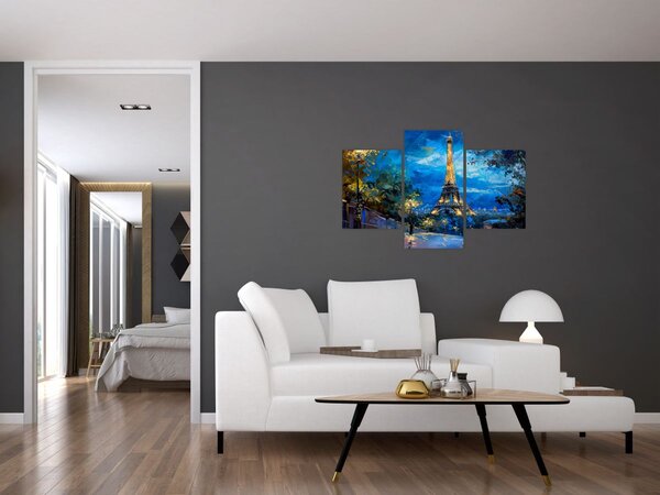 Tablou - Pictură în ulei a Turnului Eiffel (90x60 cm)