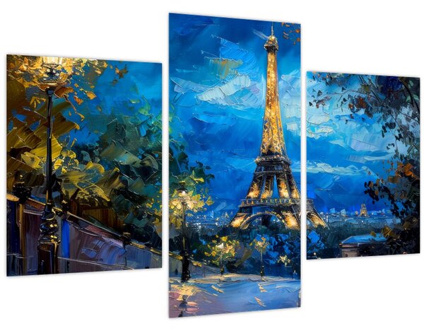 Tablou - Pictură în ulei a Turnului Eiffel (90x60 cm)