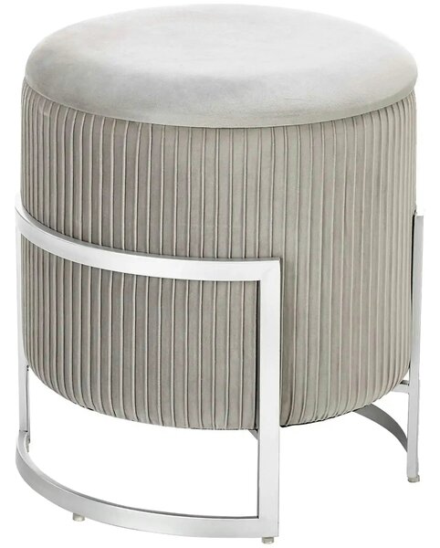 Taburet CRICKET, stofa catifelata gri deschis, cu spatiu depozitare, 4
