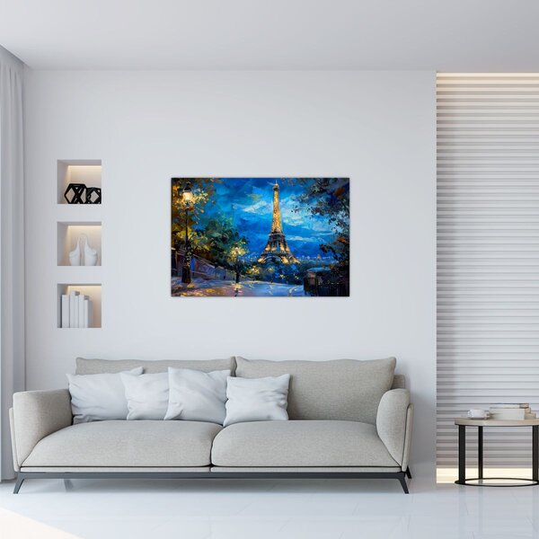 Tablou - Pictură în ulei a Turnului Eiffel (90x60 cm)