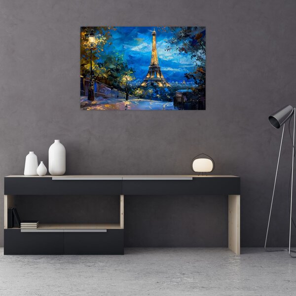 Tablou - Pictură în ulei a Turnului Eiffel (90x60 cm)