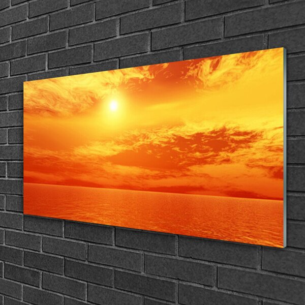 Tablou pe sticla Sun Sea Peisaj Galben