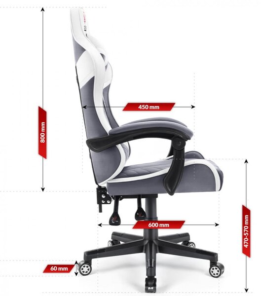 Scaun gaming HC-1004 gri-alb