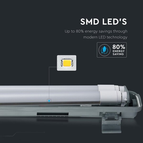 Corp de iluminat LED fluorescent T8 2xG13/22W/230V IP65 6400K 156 cm