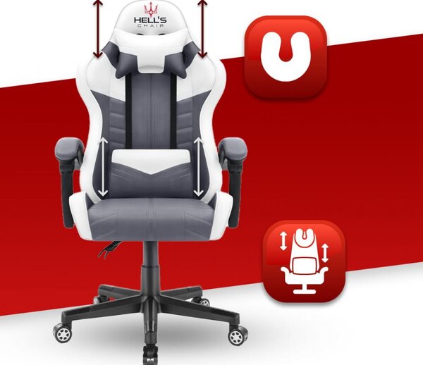 Scaun gaming HC-1004 gri-alb