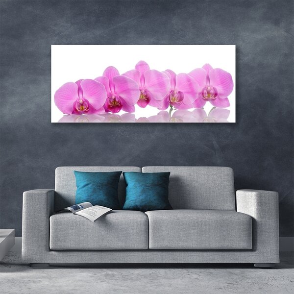 Tablou pe sticla Flori roz Floral