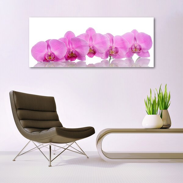 Tablou pe sticla Flori roz Floral