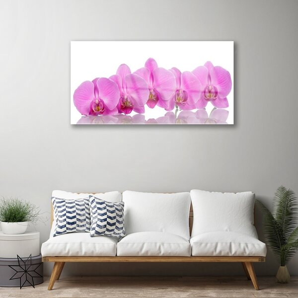 Tablou pe sticla Flori roz Floral