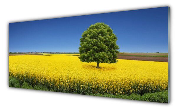 Tablou pe sticla Meadow copac Natura Galben Maro Verde