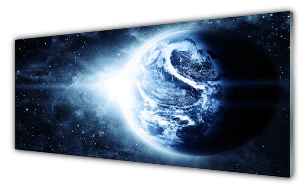 Panou sticla bucatarie Globe Universul Negru Albastru Alb
