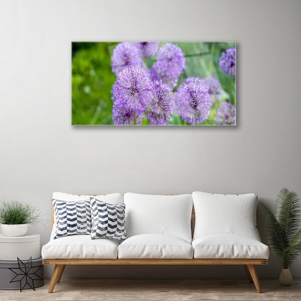 Tablou pe sticla Flori roz Floral