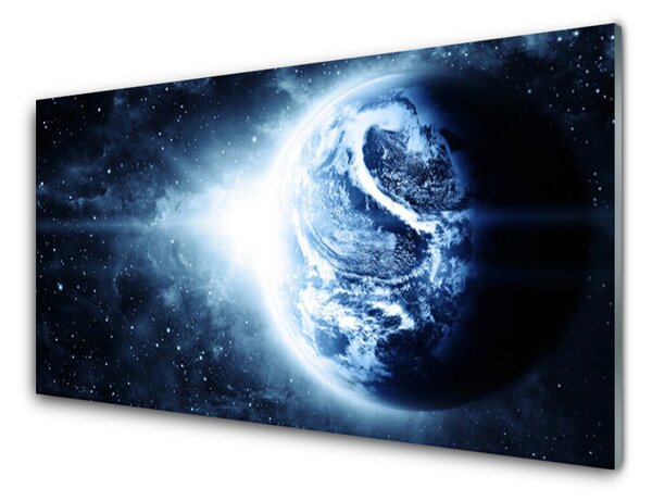 Panou sticla bucatarie Globe Universul Negru Albastru Alb