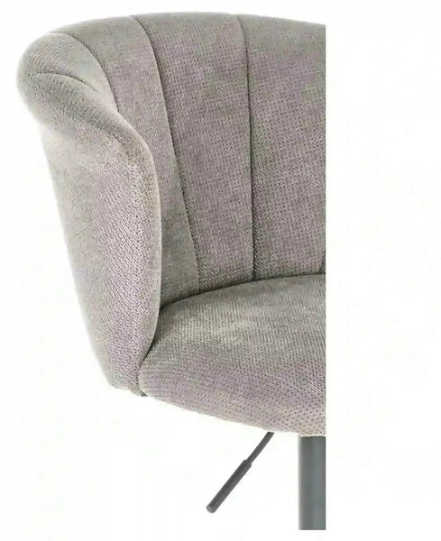 Scaun bar H104, gri/negru, stofa/otel, 55x53x90/112 cm