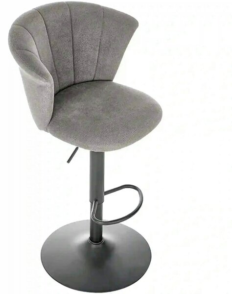 Scaun bar H104, gri/negru, stofa/otel, 55x53x90/112 cm