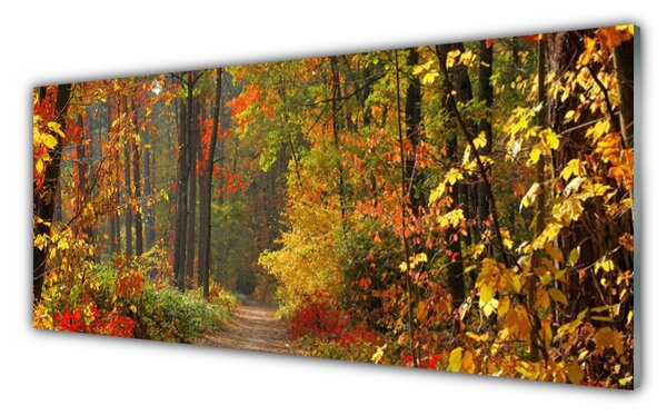 Panou sticla bucatarie Pădurea Verde Natura Brun Galben Portocaliu