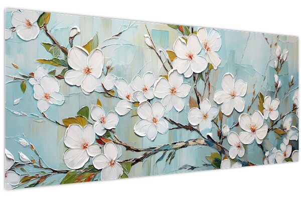 Tablou - Pictură, ramuri de copac înflorit (120x50 cm)