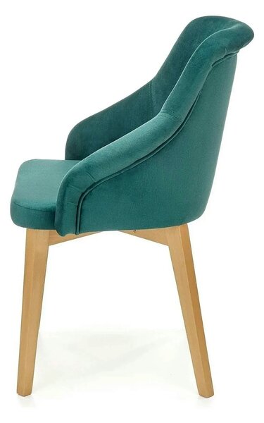 Scaun TOLEDO 2, verde/stejar, stofa catifelata/lemn de fag, 57x56x86 c