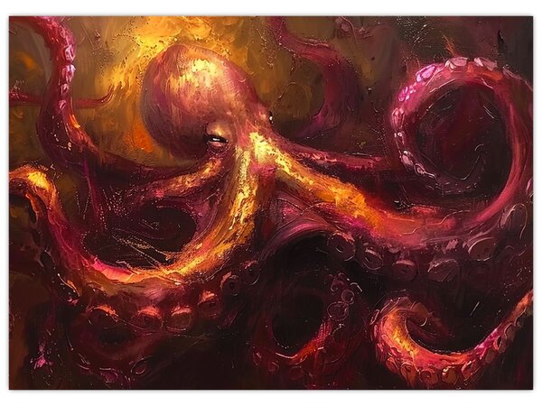 Tablou - Octopus, pictură în ulei (70x50 cm)