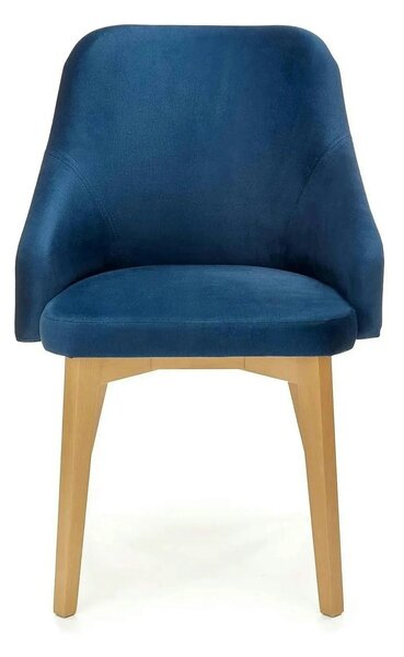 Scaun TOLEDO 2, albastru/stejar, stofa catifelata/lemn de fag 57x56x86
