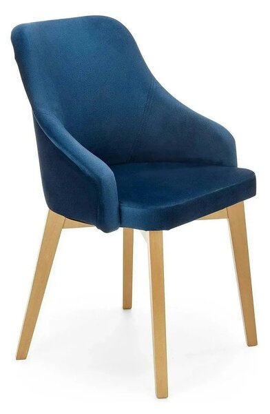 Scaun TOLEDO 2, albastru/stejar, stofa catifelata/lemn de fag 57x56x86
