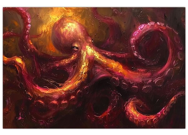 Tablou - Octopus, pictură în ulei (90x60 cm)