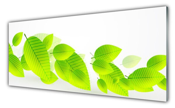 Tablou pe sticla Frunze verde florale
