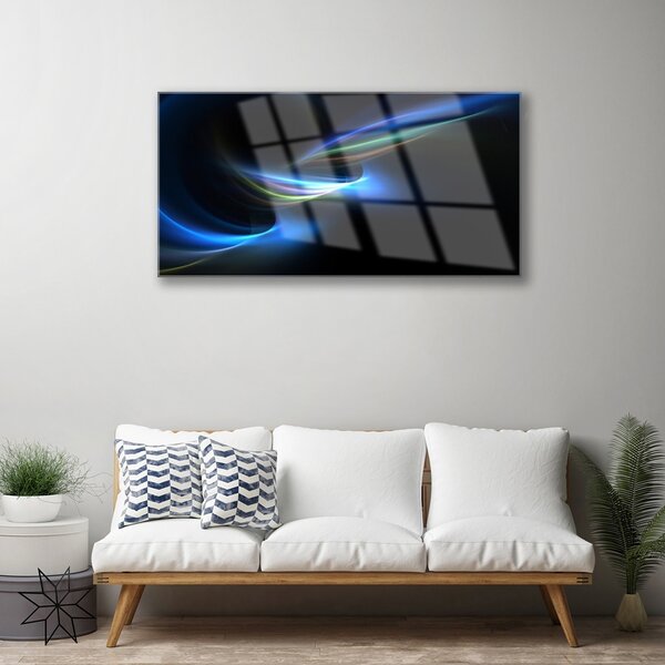 Tablou pe sticla Abstracție Art Negru Albastru