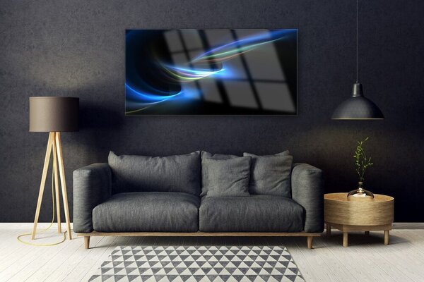 Tablou pe sticla Abstracție Art Negru Albastru