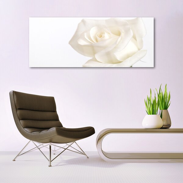 Tablou pe sticla Rose Floral alb