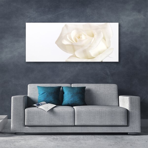 Tablou pe sticla Rose Floral alb
