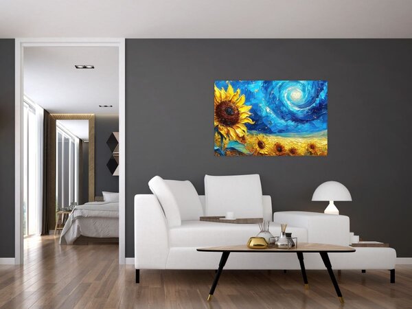 Tablou - Pictura floarea-soarelui (90x60 cm)