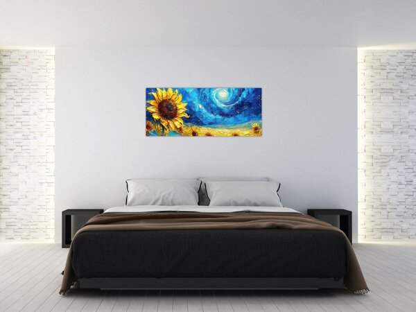 Tablou - Pictura floarea-soarelui (120x50 cm)