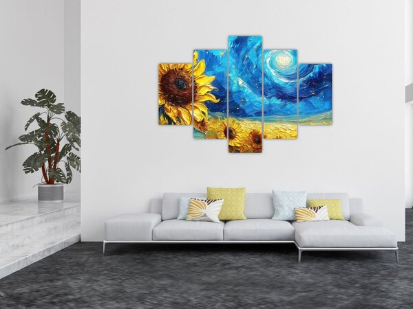 Tablou - Pictura floarea-soarelui (150x105 cm)