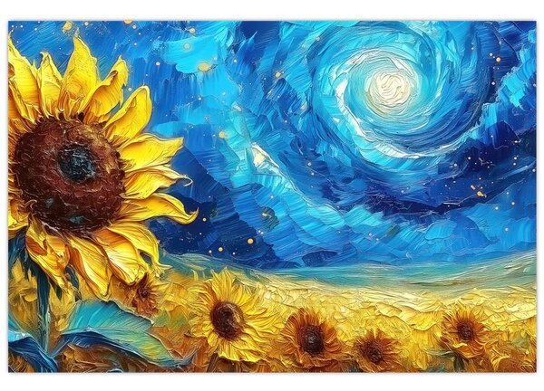 Tablou - Pictura floarea-soarelui (90x60 cm)
