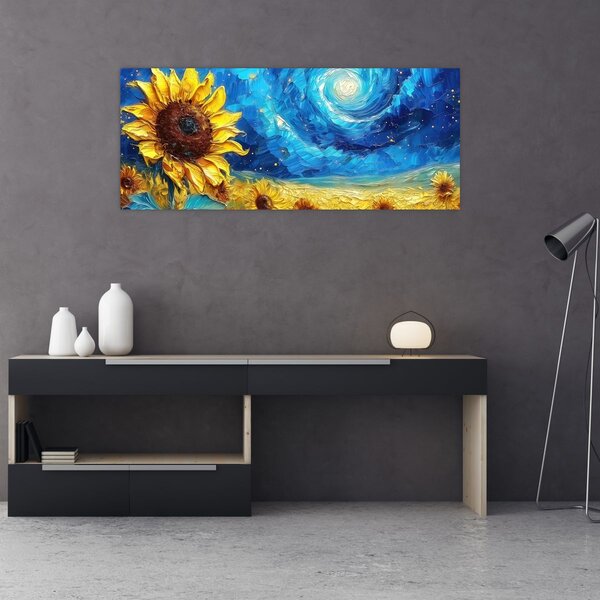 Tablou - Pictura floarea-soarelui (120x50 cm)